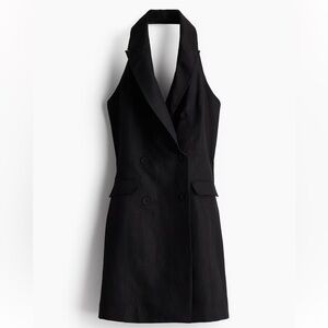 H&M Linen Elegant Black Halter Dress